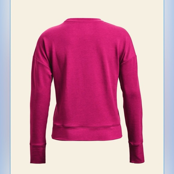 Under Armour UA Dark Pink Rival Terry Taped Crew Sweatshirt, Size Large, - Picture 3 of 11